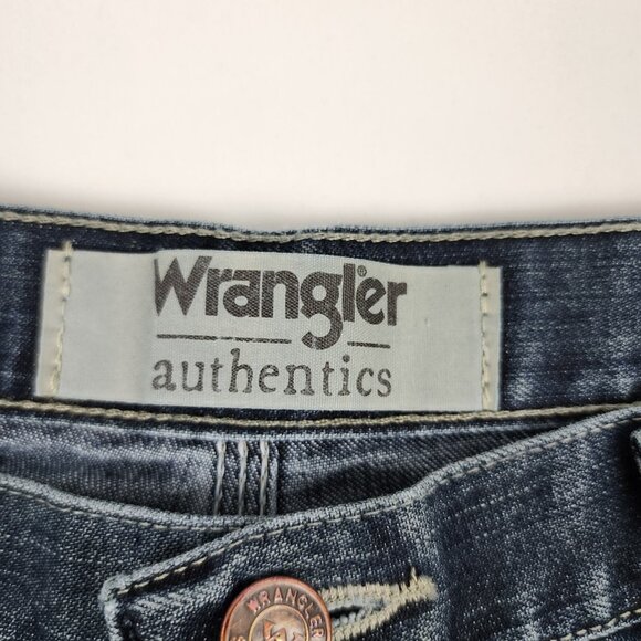 Wrangler Jeans Mens 34x32 Blue Authentics Carpenter Straight Leg Denim - Picture 4 of 11